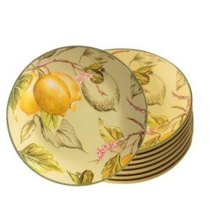 Jogo 8 Prato de Sobremesa de Cerâmica Toscana Limão Siciliano Scalla 20cm