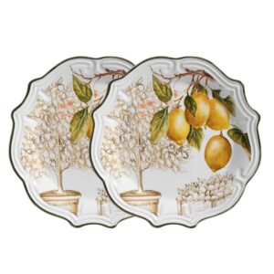 Jogo 2 Prato Raso Cerâmica Toscana Limão Branco Scalla 27cm