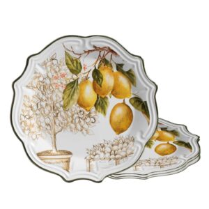 Jogo 4 Prato Raso Cerâmica Toscana Limão Branco Scalla 27cm