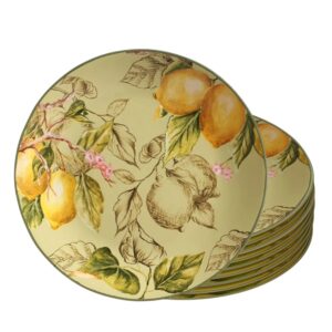 Jogo 10 Prato Raso de Cerâmica Toscana Limão Verde Scalla 27cm