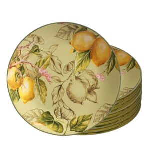 Jogo 12 Prato Raso de Cerâmica Toscana Limão Verde Scalla 27cm