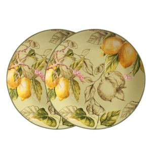 Jogo 2 Prato Raso de Cerâmica Toscana Limão Verde Scalla 27cm