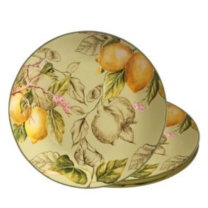Jogo 4 Prato Raso de Cerâmica Toscana Limão Verde Scalla 27cm