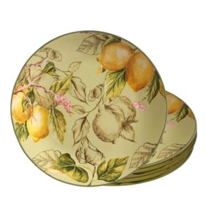 Jogo 6 Prato Raso de Cerâmica Toscana Limão Verde Scalla 27cm