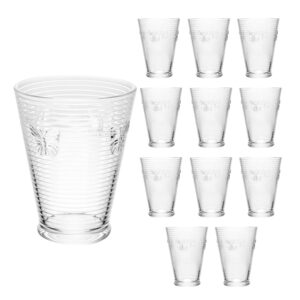 Jogo 12 Copos de Água Lines Butterfly em Vidro Transparente Wolff 350ml