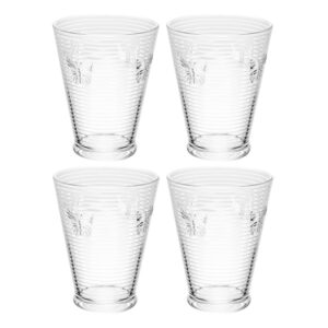 Jogo 4 Copos de Água Lines Butterfly em Vidro Transparente Wolff 350ml