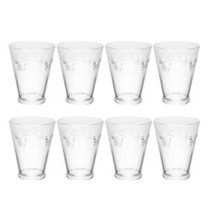Jogo 8 Copos de Água Lines Butterfly em Vidro Transparente Wolff 350ml
