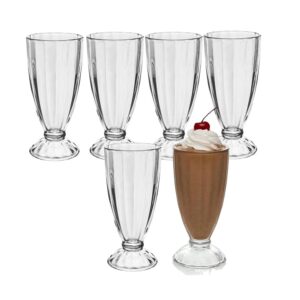 Jogo 6 Copo de Milk Shake Taça de Vidro Transparente Sorveteria 380ml Em Casa Tem