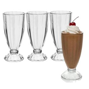 Jogo 4 Copo de Milk Shake Taça de Vidro Transparente Sorveteria 380ml Em Casa Tem