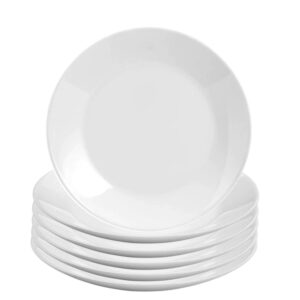 Jogo 6 Prato Raso de Vidro Opalino 26cm Branco Classic Em Casa Tem
