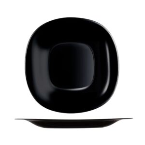 Prato Raso Preto Quadrado Square 26cm Vidro Opalino Em Casa Tem