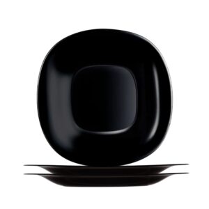 Jogo 2 Prato Raso Preto Quadrado Square 26cm Vidro Opalino Em Casa Tem
