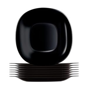 Jogo 8 Prato de Sobremesa Preto Quadrado Square 20cm Vidro Opalino Em Casa Tem