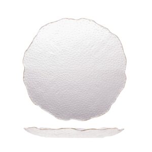 Prato Raso de Cristal Martelado com Borda Dourada para Servir 26cm Wolff