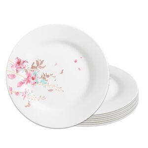 Jogo 8 Prato de Sobremesa de Vidro Branco Flowers Bord Em Casa Tem 20cm