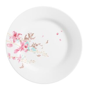 Prato Raso de Vidro Branco Flowers Bord 25,5cm Em Casa Tem