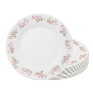Jogo 10 Prato de Sobremesa de Vidro Flowers Pink 20cm Em Casa Tem