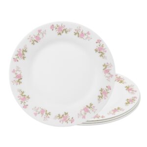Jogo 4 Prato de Sobremesa de Vidro Flowers Pink 20cm Em Casa Tem
