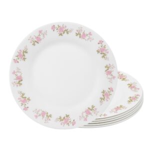 Jogo 6 Prato de Sobremesa de Vidro Flowers Pink 20cm Em Casa Tem
