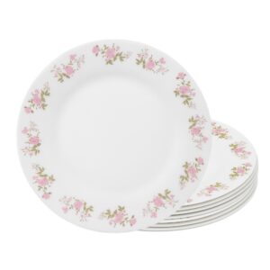 Jogo 8 Prato de Sobremesa de Vidro Flowers Pink 20cm Em Casa Tem