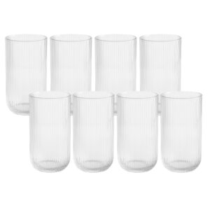 Jogo 8 Copo de Vidro Alto para Água Suco Lines Transparente 430ml Wolff