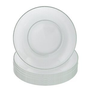 Jogo 12 Prato Raso de Vidro Gema Plus Transparente 25cm Class Home