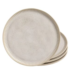 Jogo 4 Prato Raso Porto Brasil Linhas Latte Stoneware Off White Mesa Posta 27,5cm
