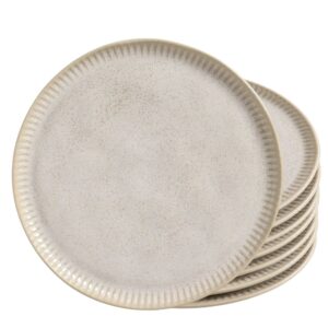 Jogo 8 Prato Raso Porto Brasil Linhas Latte Stoneware Off White Mesa Posta 27,5cm