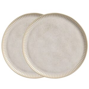 Jogo 2 Prato de Sobremesa Porto Brasil Linhas Latte Stoneware Off White Mesa Posta 21,5cm