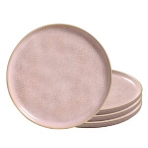 Jogo 4 Prato Raso de Cerâmica 27,5cm Rosa Bio Litchi Porto Brasil