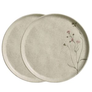 Jogo 2 Prato de Sobremesa Porto Brasil Campestre Bio Stoneware Off White mesa Posta 21,5cm