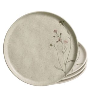 Jogo 4 Prato de Sobremesa Porto Brasil Campestre Bio Stoneware Off White mesa Posta 21,5cm