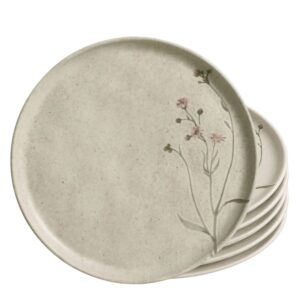 Jogo 6 Prato de Sobremesa Porto Brasil Campestre Bio Stoneware Off White mesa Posta 21,5cm