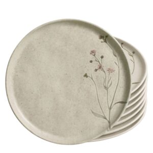 Jogo 8 Prato de Sobremesa Porto Brasil Campestre Bio Stoneware Off White mesa Posta 21,5cm