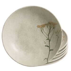 Jogo 6 Prato Fundo Porto Brasil Campestre Bio Stoneware Off White Mesa Posta 22,5cm