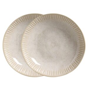 Jogo 2 Prato Fundo Caldos Sopa Porto Brasil Linhas Latte Stoneware Off White Mesa Posta 22,5cm