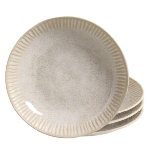 Jogo 4 Prato Fundo Caldos Sopa Porto Brasil Linhas Latte Stoneware Off White Mesa Posta 22,5cm