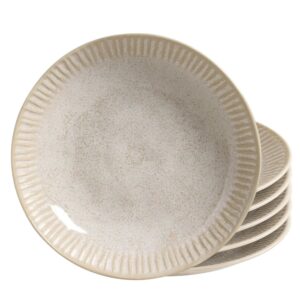 Jogo 6 Prato Fundo Caldos Sopa Porto Brasil Linhas Latte Stoneware Off White Mesa Posta 22,5cm