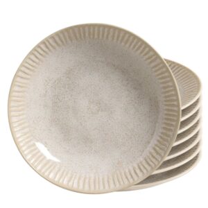 Jogo 8 Prato Fundo Caldos Sopa Porto Brasil Linhas Latte Stoneware Off White Mesa Posta 22,5cm
