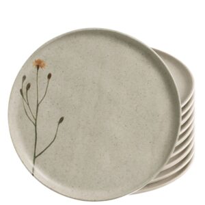 Jogo 10 Prato Raso Porto Brasil Campestre Bio Stoneware Off White Mesa Posta 27,5cm
