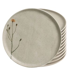 Jogo 12 Prato Raso Porto Brasil Campestre Bio Stoneware Off White Mesa Posta 27,5cm