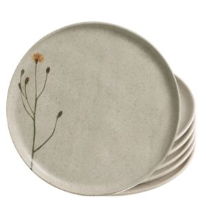 Jogo 6 Prato Raso Porto Brasil Campestre Bio Stoneware Off White Mesa Posta 27,5cm