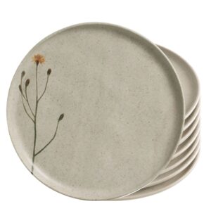 Jogo 8 Prato Raso Porto Brasil Campestre Bio Stoneware Off White Mesa Posta 27,5cm