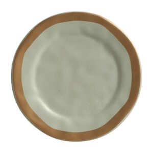 Prato de Sobremesa Cerâmica Verde com Filete Amassada 20cm Scalla