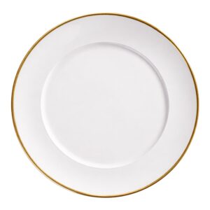 Prato Raso Branco de Vidro Opaline Borda Filete Dourado 27cm Haüskraft