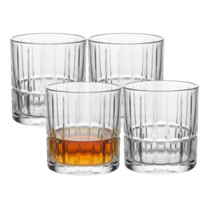 Jogo 4 Copo de Whisky Vidro Baixo Rocks Cristalle Drink Uisque Negroni Lapidado Haüskraft 310ml