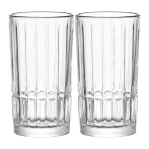 Jogo 2 Copo Alto de Vidro Lapidado Transparente para Água e Drinks Cristalle Haüskraft 385ml