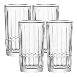 Jogo 4 Copo Alto de Vidro Lapidado Transparente para Água e Drinks Cristalle Haüskraft 385ml