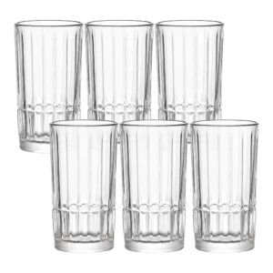 Jogo 6 Copo Alto de Vidro Lapidado Transparente para Água e Drinks Cristalle Haüskraft 385ml