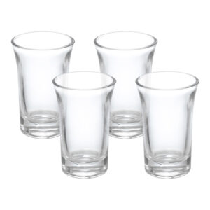Kit 4 Copo de Shot Dose Vidro Transparente Copinho para Cachaça Tequila Base Resistente 40ml Haüskraft